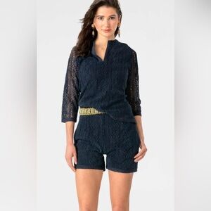 Gretchen Scott Designs Rachel Navy Lace Shorts
